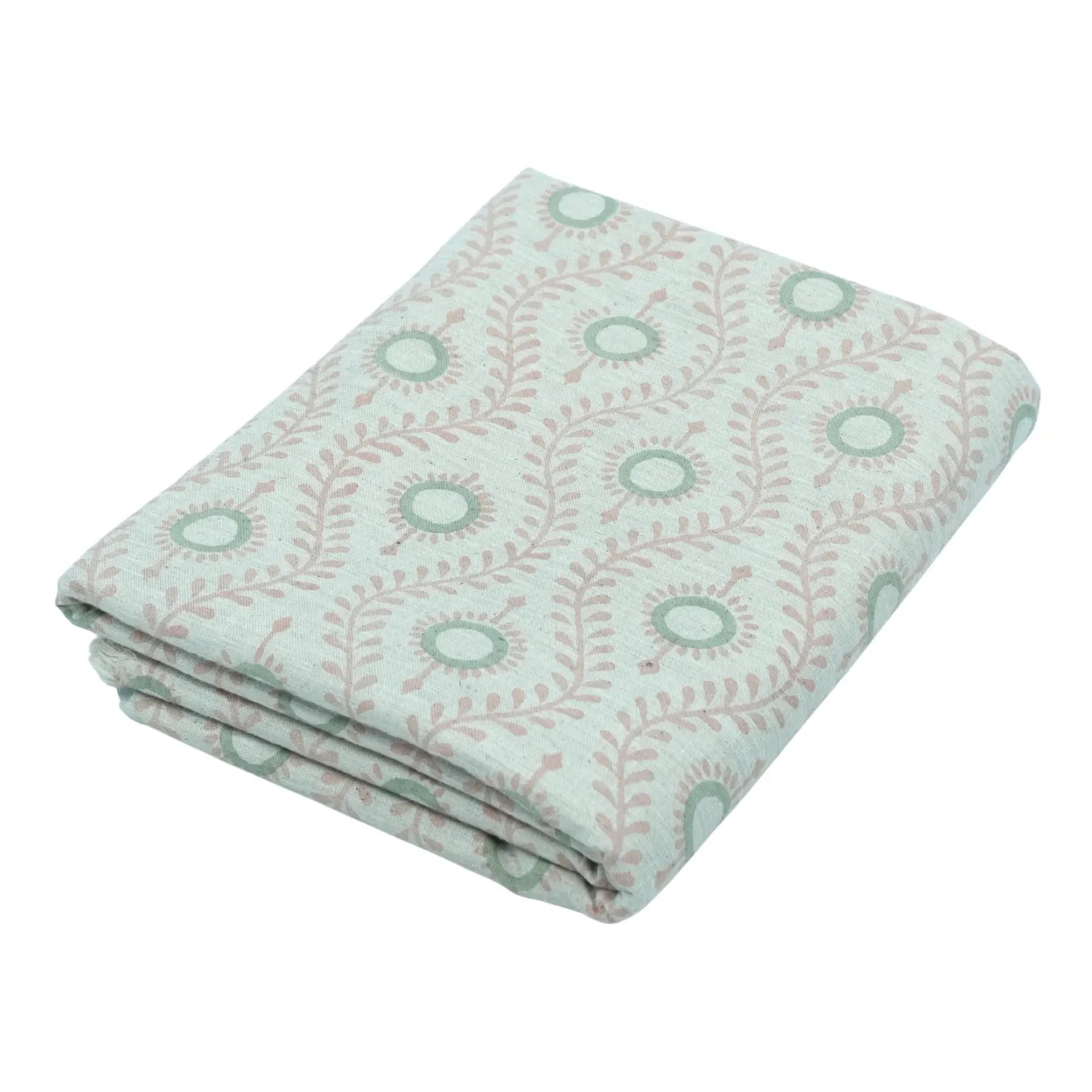 Lehar Wave Blush Block Print Linen Textiles Fabric