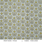 Mustard Titlee Block Print Pure Linen Farmhouse Decor Fabric