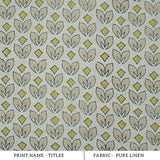 Mustard Titlee Block Print Pure Linen Farmhouse Decor Fabric