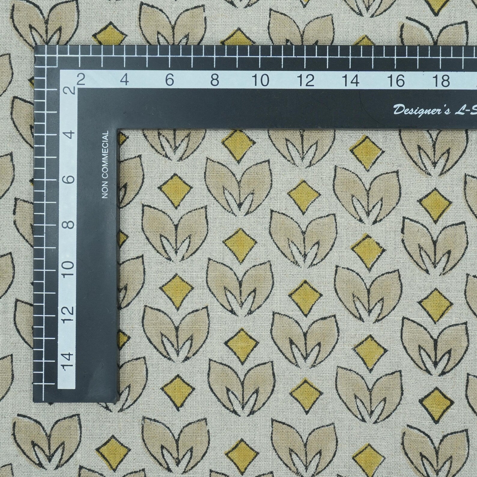 Mustard Titlee Block Print Pure Linen Farmhouse Decor Fabric