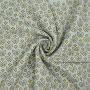 Mustard Titlee Block Print Pure Linen Farmhouse Decor Fabric