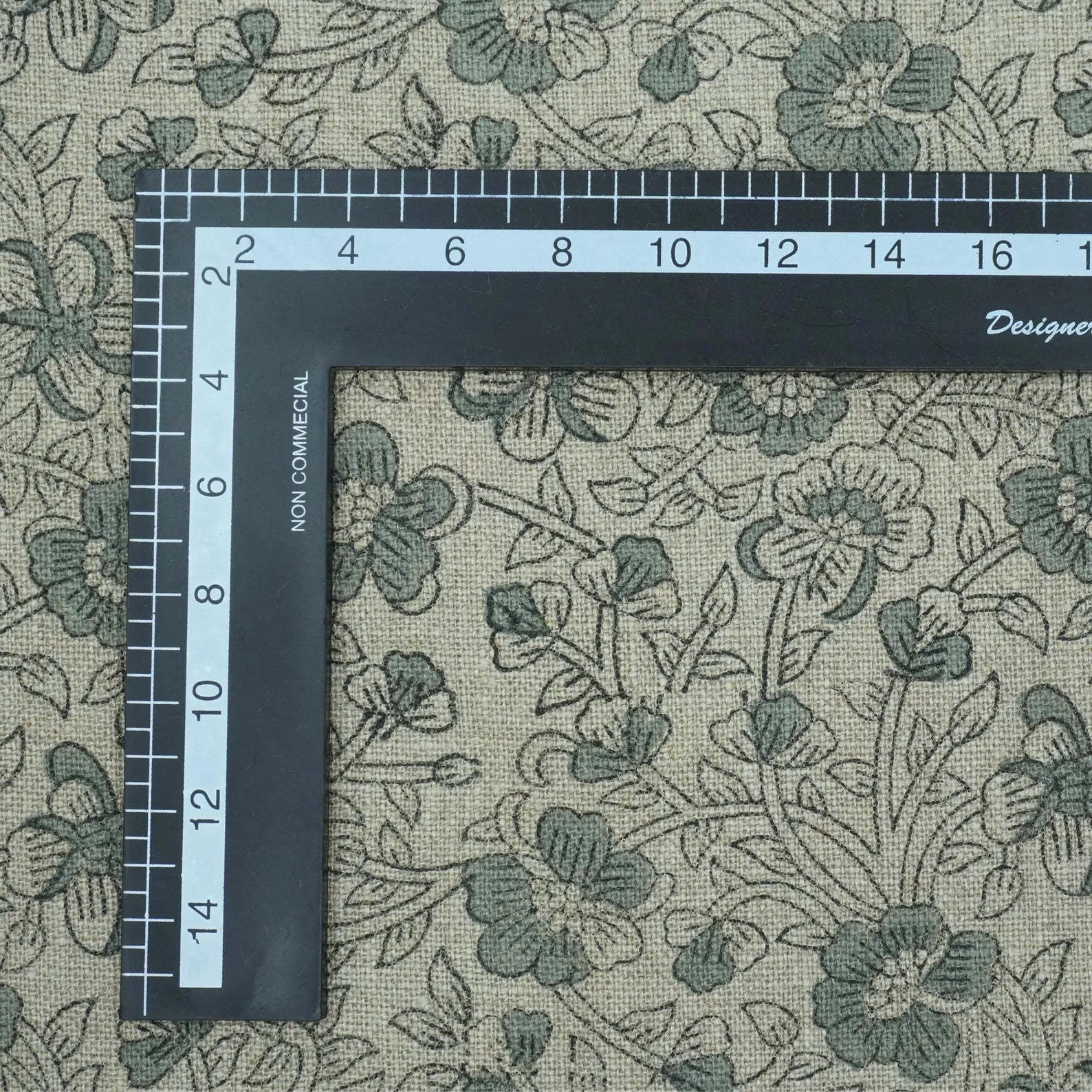 Indian Block Print Sage Green Floral Linen Fabric - Saundarya