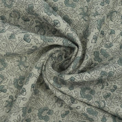 Indian Block Print Sage Green Floral Linen Fabric - Saundarya