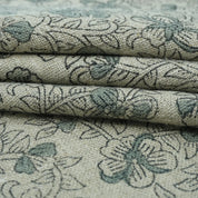 Indian Block Print Sage Green Floral Linen Fabric - Saundarya