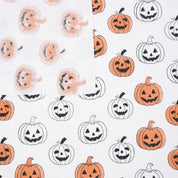 Halloween Classic Pumpkin Thick Cotton White Fabric