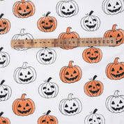 Halloween Classic Pumpkin Thick Cotton White Fabric