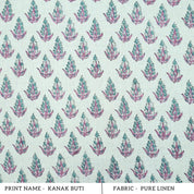 Hand Block Print Pure Linen Boho Decor Fabric - Kanak Buti