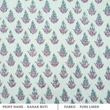 Hand Block Print Pure Linen Boho Decor Fabric - Kanak Buti