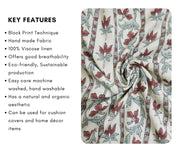 Lakshmi Block Print Viscose Linen Stripe Pillow Fabric 