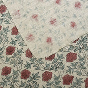 Handcrafted Dusty Red Floral Linen Fabric - Khubsurat