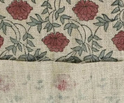 Handcrafted Dusty Red Floral Linen Fabric - Khubsurat