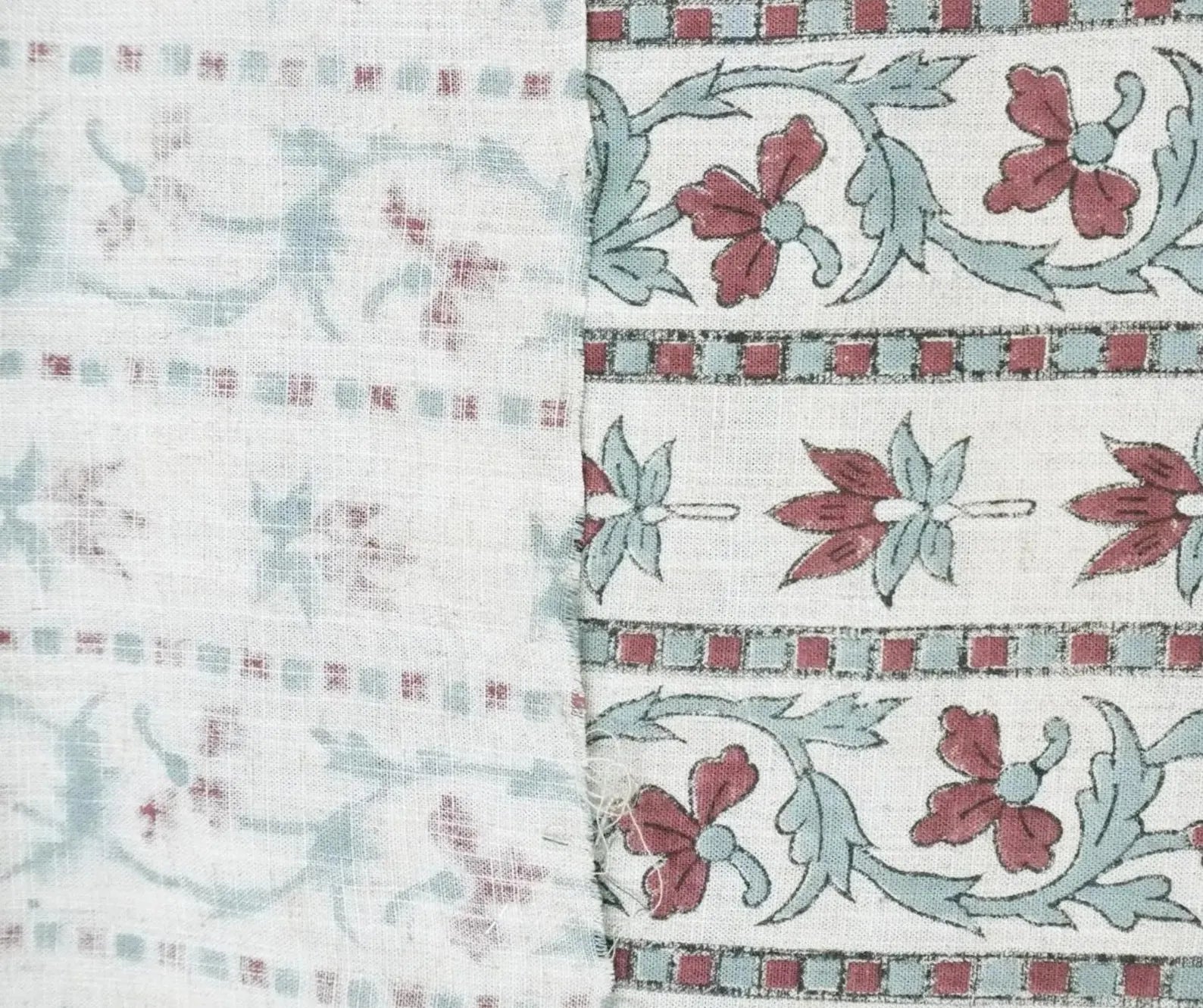 Lakshmi Block Print Viscose Linen Stripe Pillow Fabric 