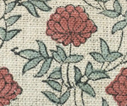 Handcrafted Dusty Red Floral Linen Fabric - Khubsurat