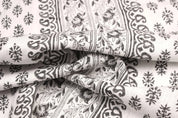 Indian Handcrafed Bagh Buta Block Print Off-White Linen Fabric