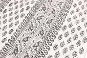 Indian Handcrafed Bagh Buta Block Print Off-White Linen Fabric