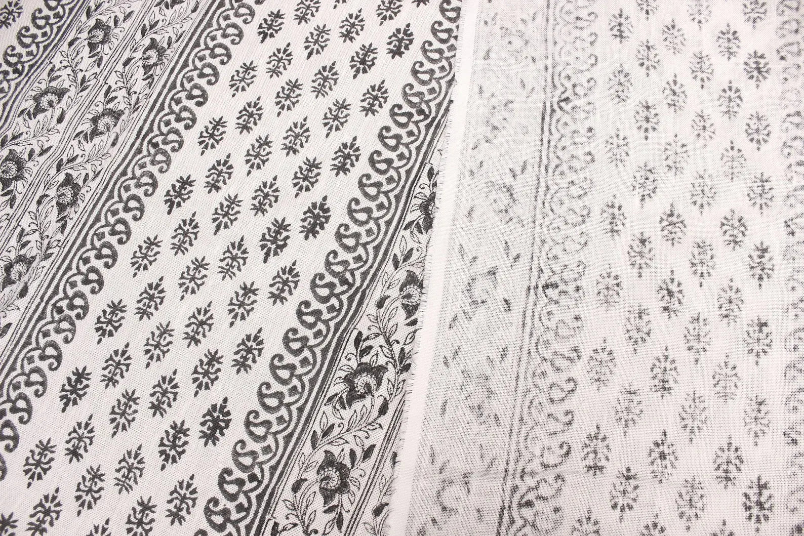 Indian Handcrafed Bagh Buta Block Print Off-White Linen Fabric