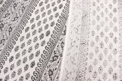 Indian Handcrafed Bagh Buta Block Print Off-White Linen Fabric
