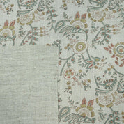 Indian Mustard Floral Block Print Pure Linen Fabric - Arpan