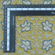 Handmade Printed Blue Floral Linen Upholstery Fabric - Chudamani