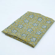 Handmade Printed Blue Floral Linen Upholstery Fabric - Chudamani