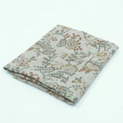 Indian Mustard Floral Block Print Pure Linen Fabric - Arpan