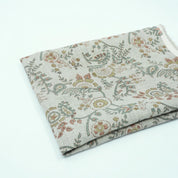 Indian Mustard Floral Block Print Pure Linen Fabric - Arpan