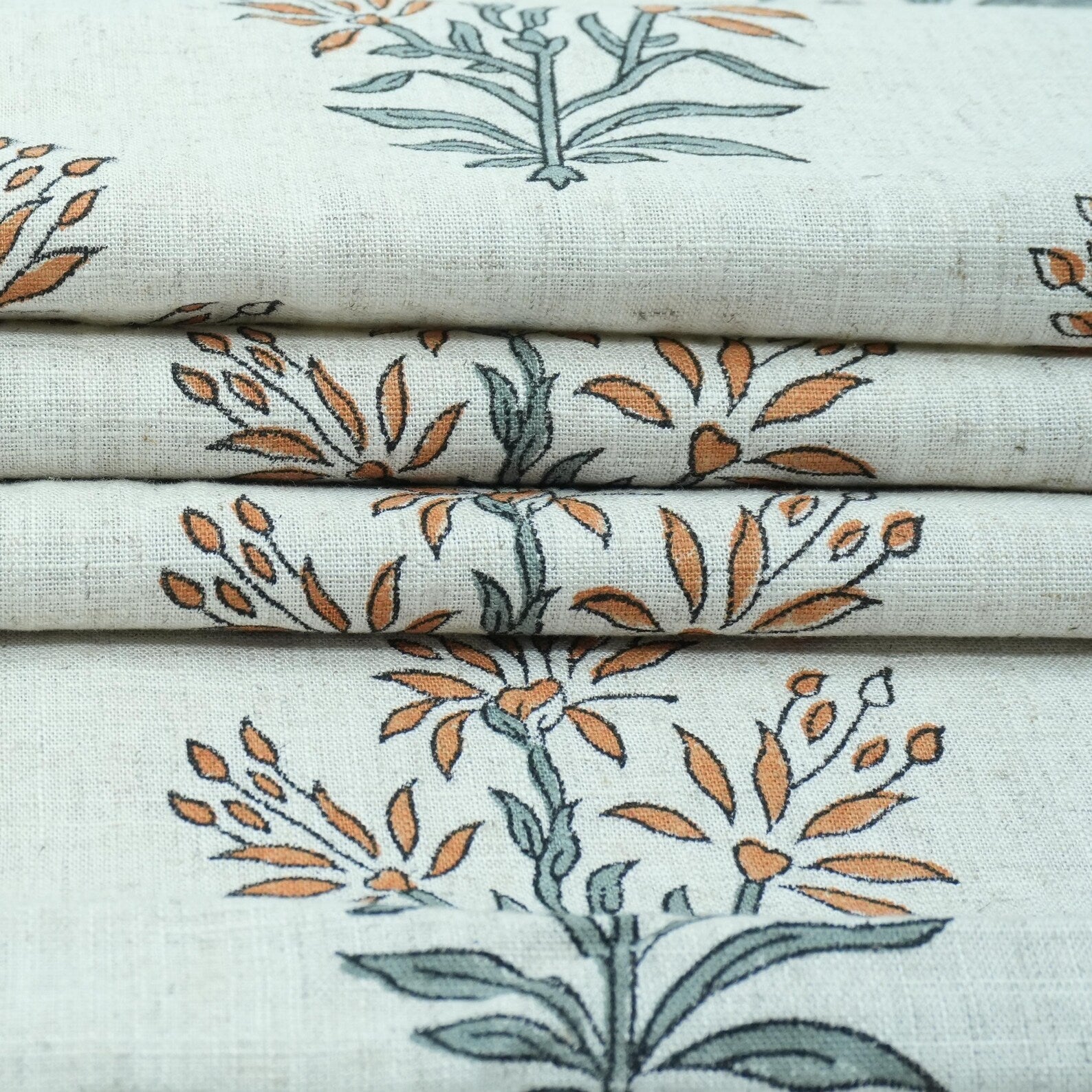 Noor Indian Block Printed Viscose Linen Boho Sofa Fabric