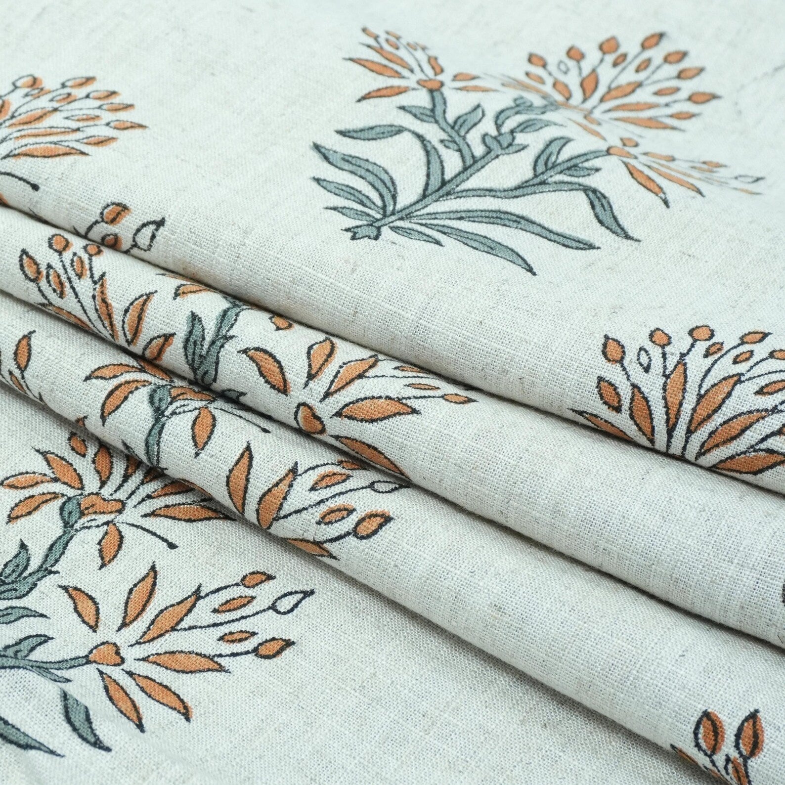 Noor Indian Block Printed Viscose Linen Boho Sofa Fabric