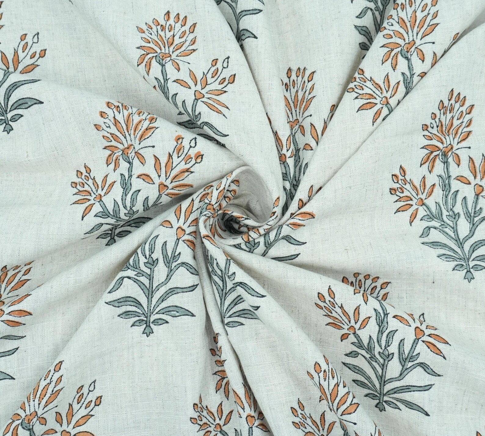 Noor Indian Block Printed Viscose Linen Boho Sofa Fabric