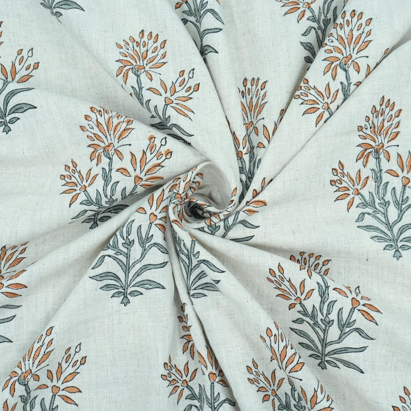 Noor Indian Block Printed Viscose Linen Boho Sofa Fabric