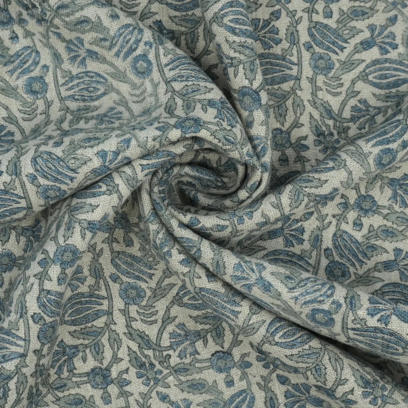 Jaipur Handicraft Manjusha Slate Blue Floral Linen Fabric