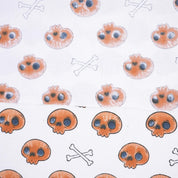 Skull Print Halloween Thick Cotton White Fabric - Skeleton