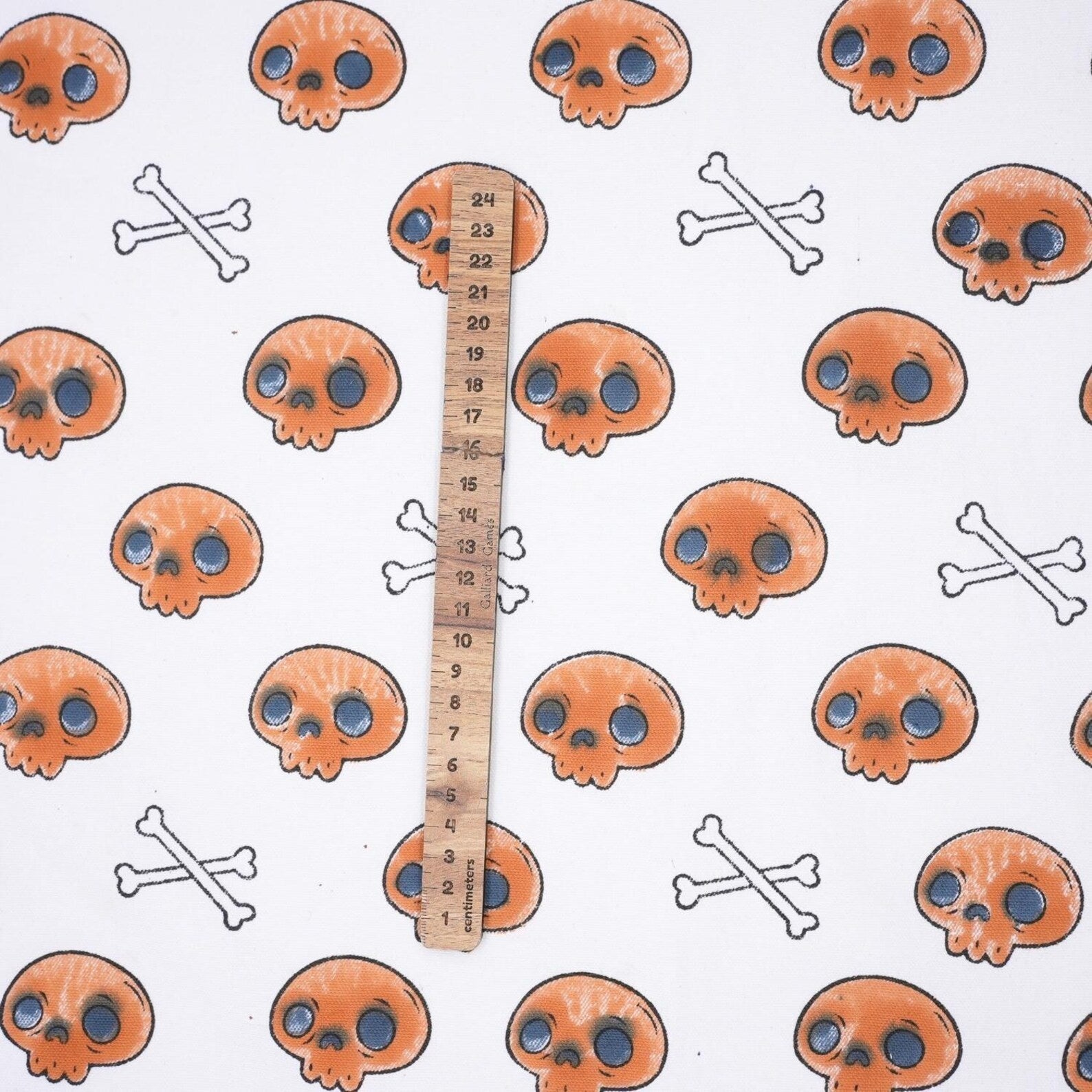Skull Print Halloween Thick Cotton White Fabric - Skeleton