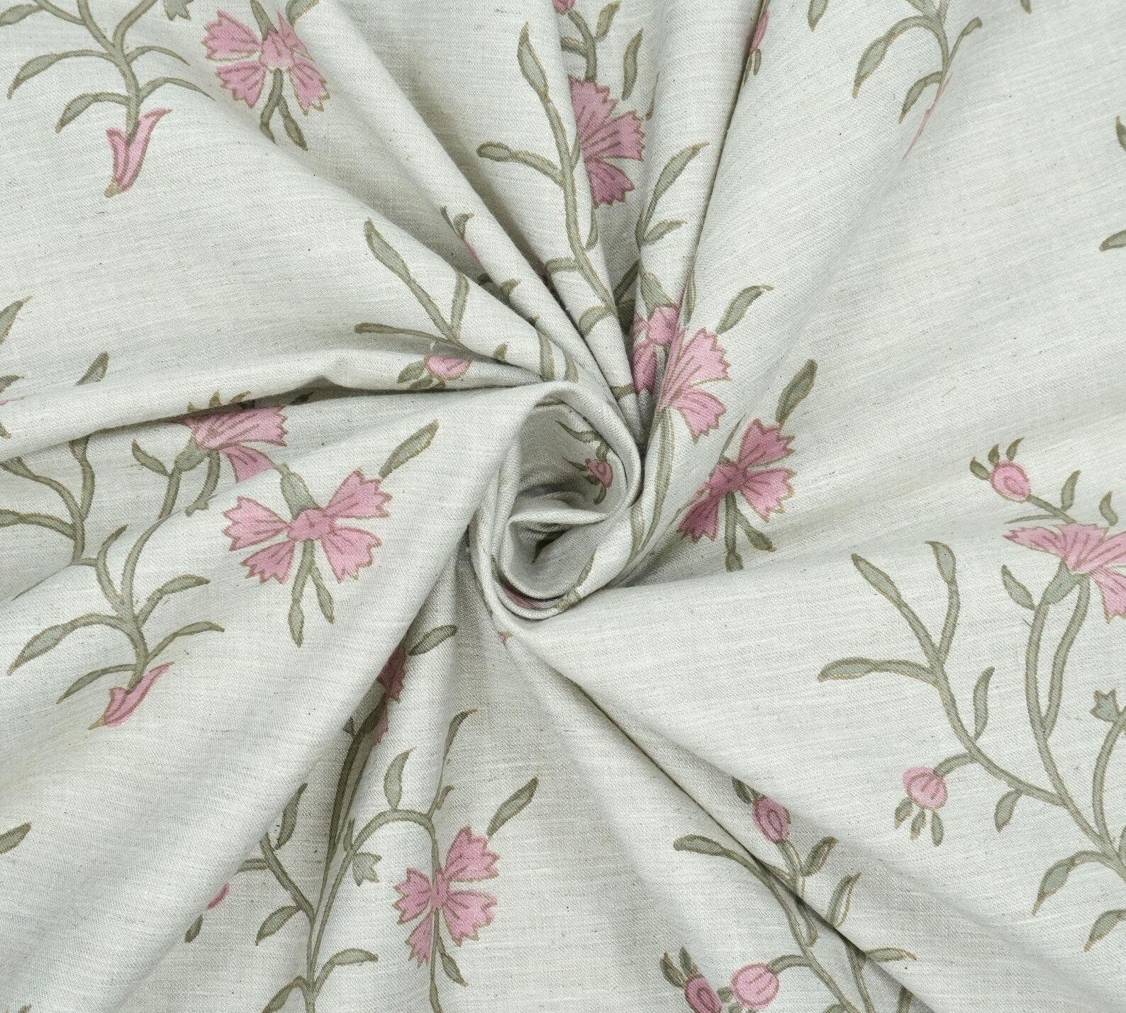 Jaipur Handicraft Vidhya Block Print Linen Blend Fabric