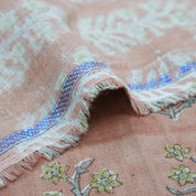 Block Print Pure Linen Upholstery Fabric - Indradhanush