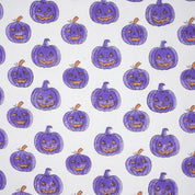 Halloween Purple Pumpkin Thick Cotton White Fabric