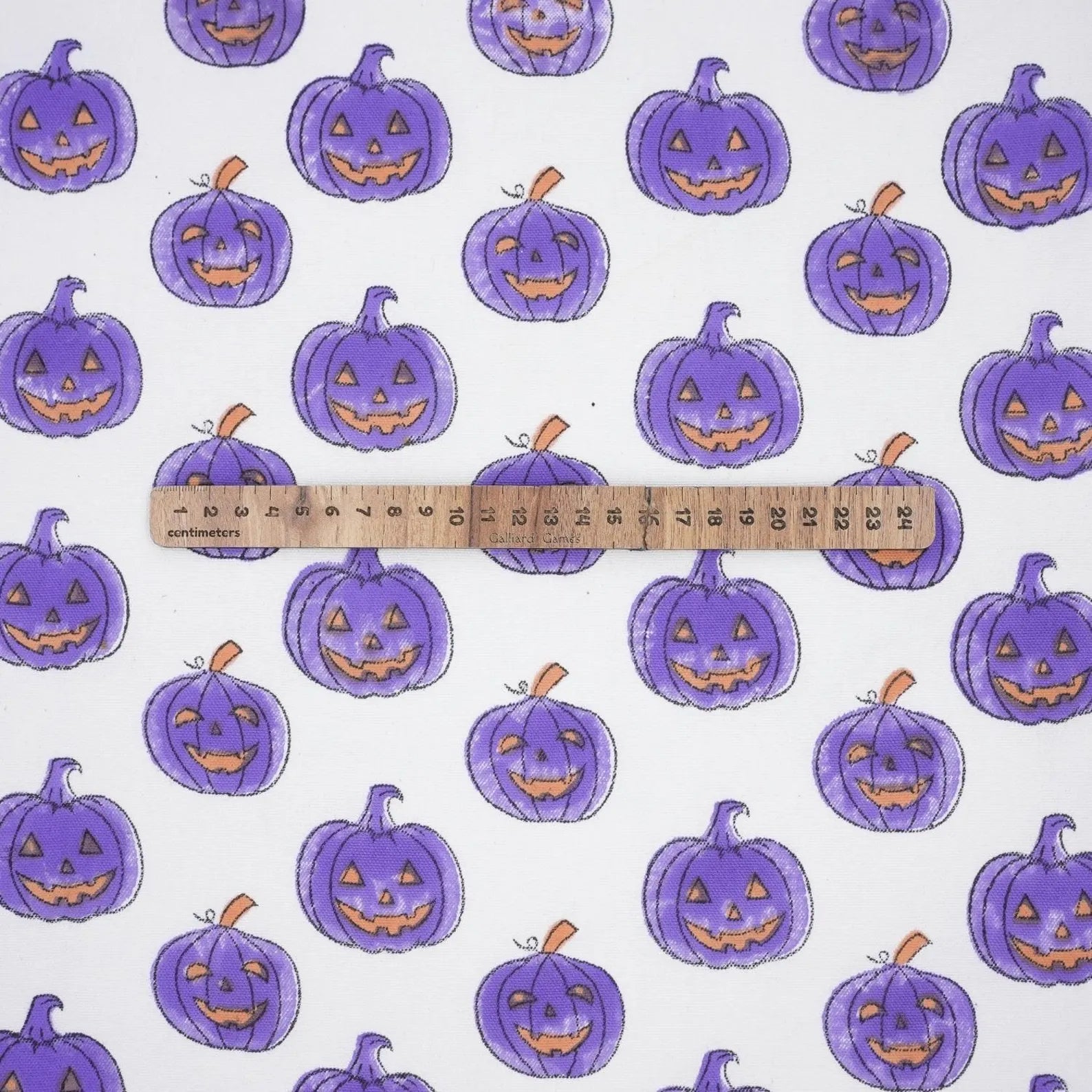 Halloween Purple Pumpkin Thick Cotton White Fabric