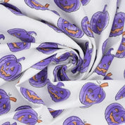 Halloween Purple Pumpkin Thick Cotton White Fabric