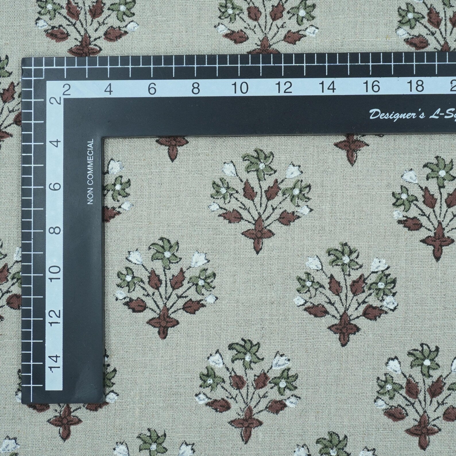 Burgundy Block Print Pure Linen Curtains Fabric - Diwali Flower
