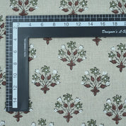 Burgundy Block Print Pure Linen Curtains Fabric - Diwali Flower
