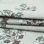 Burgundy Block Print Pure Linen Curtains Fabric - Diwali Flower