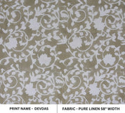 Block Print Devdas Green Botanical Silhouette Linen Fabric