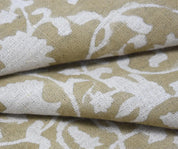 Block Print Devdas Green Botanical Silhouette Linen Fabric