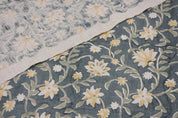 Hand block print, pure linen 58"W fabric for curtains, Pillow covers, linen fabric, table cloth, floral print- ARADHNA