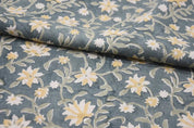 Hand block print, pure linen 58"W fabric for curtains, Pillow covers, linen fabric, table cloth, floral print- ARADHNA