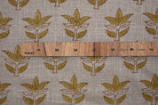 Handmade Artisan Green Leaves Block Printed Curtains Fabric for Farmhouse in Thick Linen - SAAT PATTI