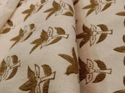 Handblock Printed Brown Leaves Cushion Case Fabric on Duck Canvas - SAAT PATTI