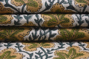 Stack of pushpsmhita  fabric with floral pattern on a white background
