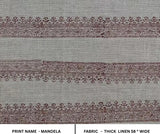 Handmade Block Printed Brown & Gray Floral Interior Rust Pure Linen Fabric for Home Decor - MANDELA
