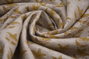 Handmade Artisan Green Leaves Block Printed Curtains Fabric for Farmhouse in Thick Linen - SAAT PATTI